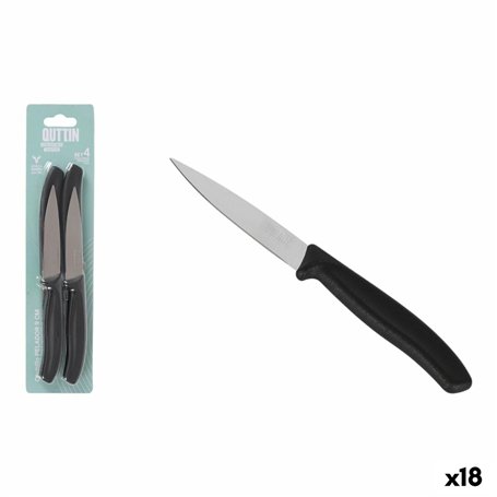 Jeu de couteaux d'éplucheur Quttin Basic Noir Argenté Acier inoxydable 9 cm 4 Pièces (18 Unités)