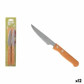 Ensemble de couteaux à viande Inde NATURA Marron Argenté 10,5 cm 4 Pièces (12 Unités)