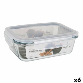 Boîte à lunch hermétique Santa Clara Transparent Rectangulaire 1L (6 Unités)