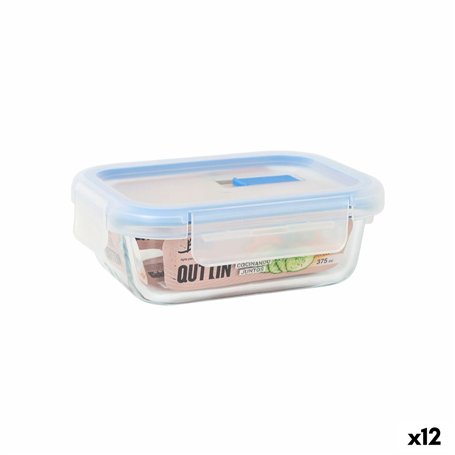 Boîte à lunch hermétique Quttin Transparent Rectangulaire 375 ml (12 Unités)