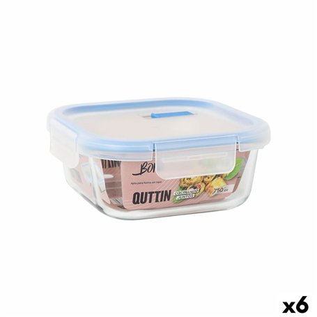 Boîte à lunch hermétique Quttin Boho Transparent 750 ml (6 Unités)