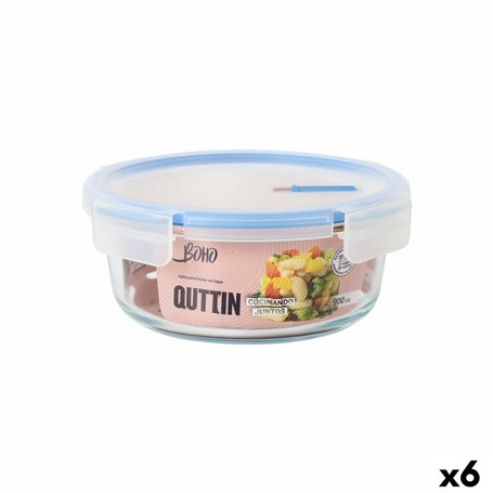 Boîte à lunch hermétique Quttin Boho Transparent 0,9 l (6 Unités)