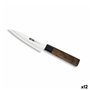 Couteau de cuisine Quttin Banno Takamura Marron Argenté 12 cm (12 Unités)