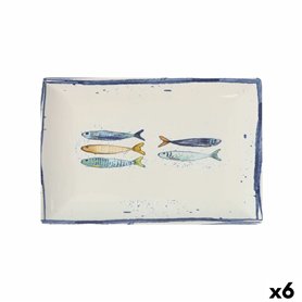 Plat à Gratin La Mediterránea Peixe Rectangulaire Poissons 30 x 20 x 2,5 cm (6 Unités)