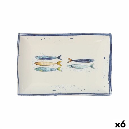 Plat à Gratin La Mediterránea Peixe Rectangulaire Poissons 30 x 20 x 2,5 cm (6 Unités)