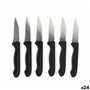 Jeu de couteaux d'éplucheur Cuyfor Noir Argenté Acier inoxydable 7,5 cm 6 Pièces (24 Unités)