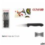Jeu de couteaux d'éplucheur Cuyfor Noir Argenté Acier inoxydable 7,5 cm 6 Pièces (24 Unités)