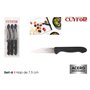 Jeu de couteaux d'éplucheur Cuyfor Noir Argenté Acier inoxydable 7,5 cm 6 Pièces (24 Unités)
