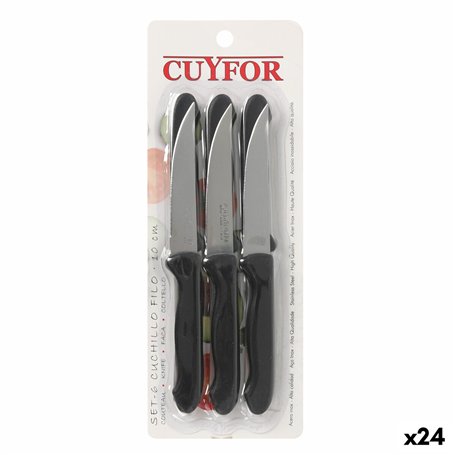 Ensemble de Couteaux Cuyfor Filo Noir Argenté 10 cm 6 Pièces (24 Unités)