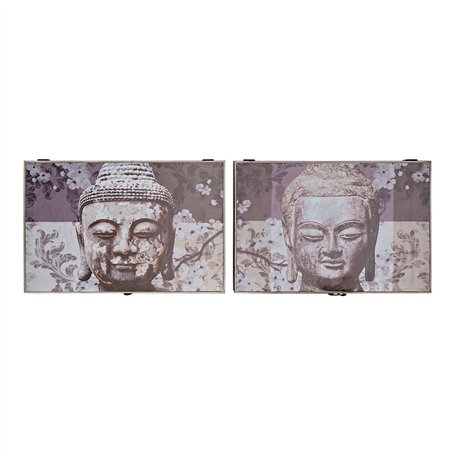 Boîte Décorative DKD Home Decor Gris Bois MDF Buda Compteur (2 Unités)