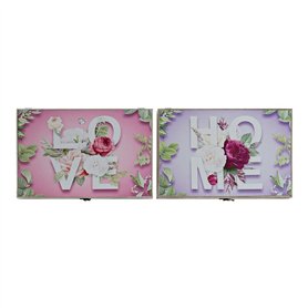 Boîte Décorative DKD Home Decor Rose Lila Bois MDF Tropical Compteur (2 Unités)