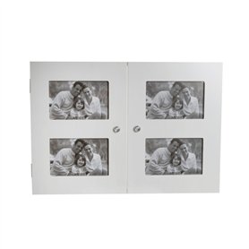 Boîte Décorative DKD Home Decor Blanc Verre Bois MDF Romantique Cadre Photos Compteur
