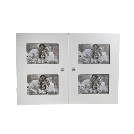 Boîte Décorative DKD Home Decor Blanc Verre Bois MDF Romantique Cadre Photos Compteur
