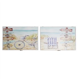 Boîte Décorative DKD Home Decor Multicouleur Bois MDF Plage méditerranéen Compteur (2 Unités)