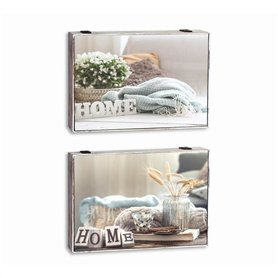 Boîte Décorative DKD Home Decor Home Beige Bois MDF Compteur (2 Unités)