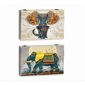 Boîte Décorative DKD Home Decor Multicouleur Turquoise Bois MDF Eléphant Indien Compteur (2 Unités)