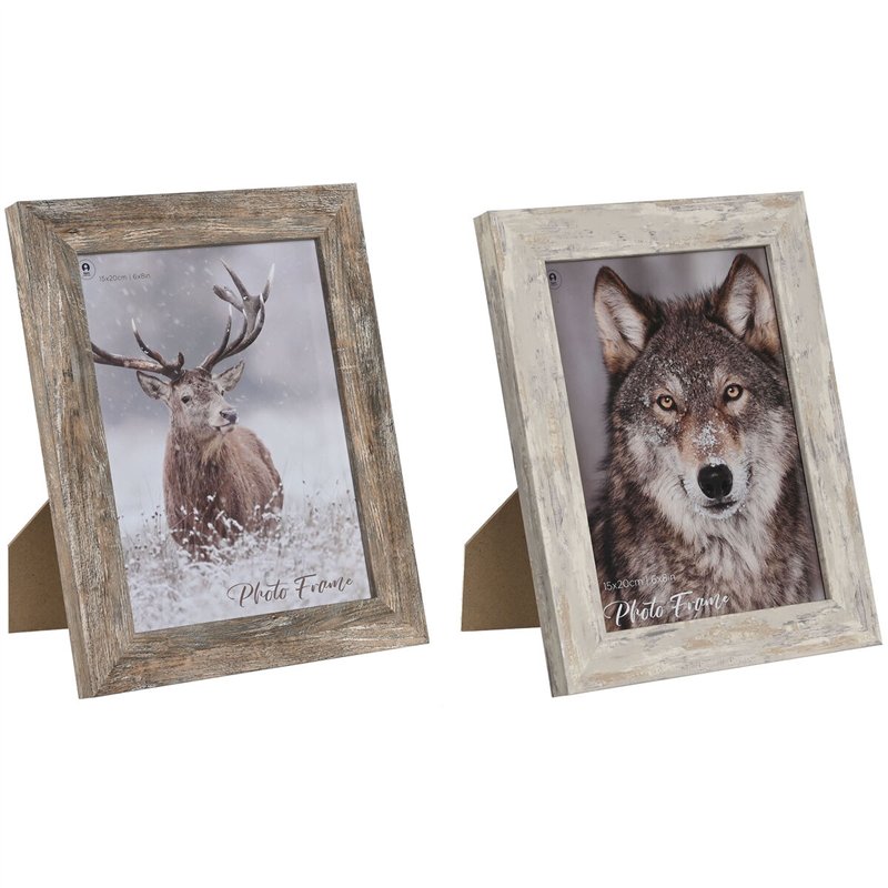 Cadre photo Home ESPRIT Blanc Naturel Verre polystyrène Scandinave 19,5 x 2 x 24,5 cm (2 Unités)