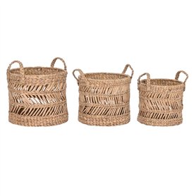 Set de basket Home ESPRIT Naturel Métal Fibre naturelle (3 Pièces)