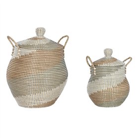 Set de basket Home ESPRIT Orange Naturel Herbier marin Tropical (2 Pièces)