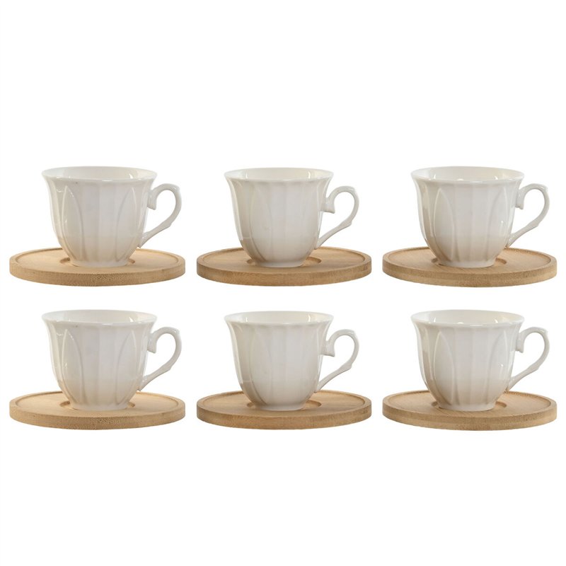 Ensemble de tasses à café Home ESPRIT Blanc Bambou Porcelaine 90 ml
