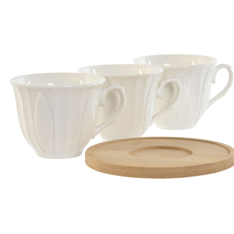 Image secondaire de Ensemble de tasses à café Home ESPRIT Blanc Bambou Porcelaine 90 ml