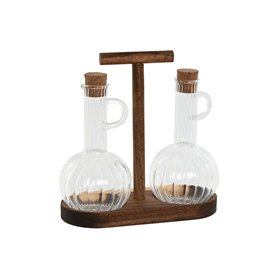 Ensemble salière et poivrier Home ESPRIT Naturel Verre Bois d'acacia 350 ml 20,4 x 9 x 21 cm