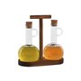 Ensemble salière et poivrier Home ESPRIT Naturel Verre Bois d'acacia 350 ml 20,4 x 9 x 21 cm