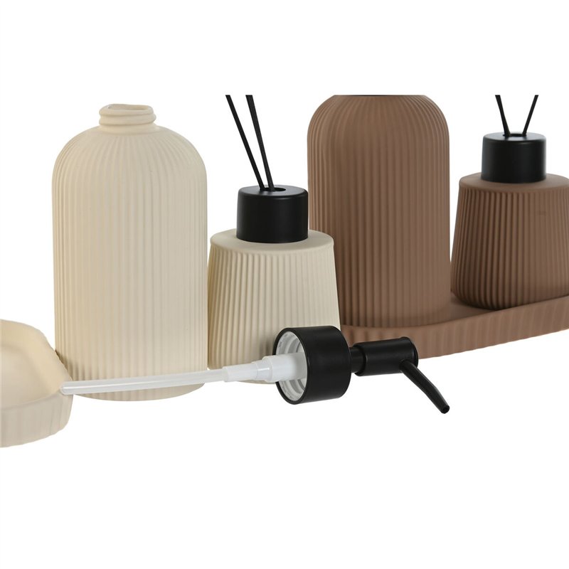 Image secondaire de Ensemble de Bain Home ESPRIT Crème Terre cuite ABS Dolomite 17 x 9 x 2 cm 3 Pièces (2 Unités)