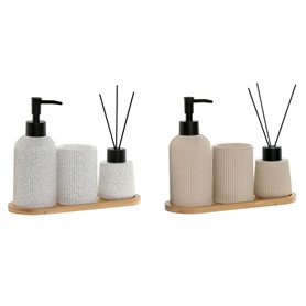Ensemble de Bain Home ESPRIT Blanc Crème Bambou Dolomite 24 x 9 x 1 cm 4 Pièces (2 Unités)