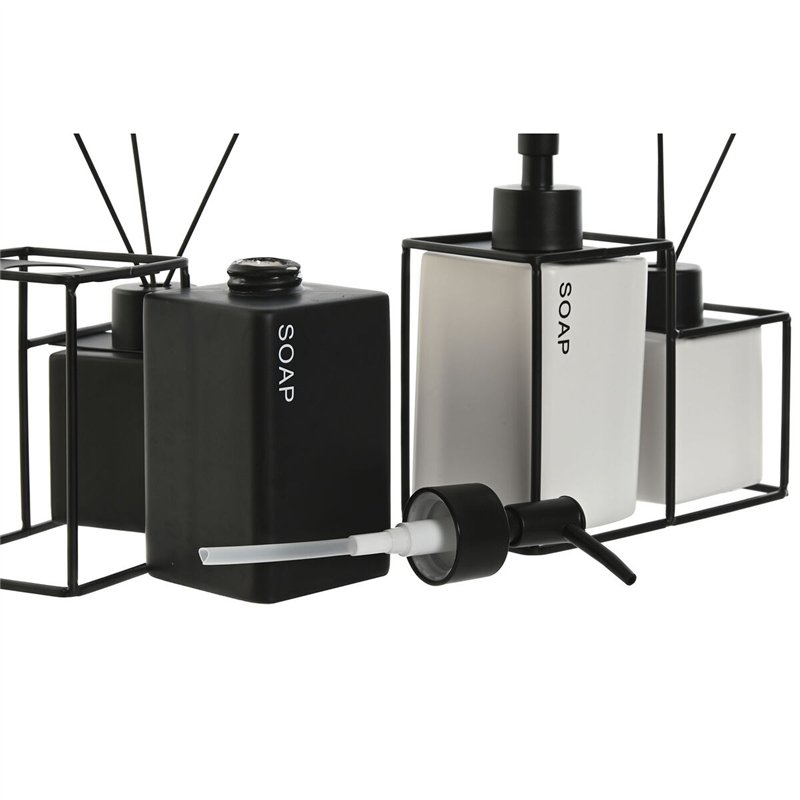 Image secondaire de Ensemble de Bain Home ESPRIT Blanc Noir Métal Dolomite 14,5 x 8 x 17 cm 2 Pièces (2 Unités)