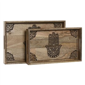Jeux de plateaux Home ESPRIT Naturel Bois de manguier 43,5 x 27 x 5,5 cm (2 Unités)
