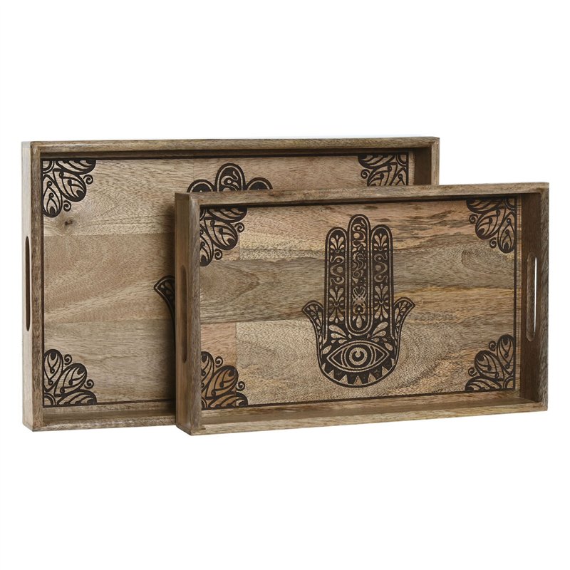 Jeux de plateaux Home ESPRIT Naturel Bois de manguier 43,5 x 27 x 5,5 cm (2 Unités)