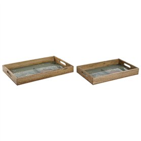 Jeux de plateaux Home ESPRIT Bleu Naturel Bois de manguier 43,5 x 27 x 5,5 cm (2 Unités)