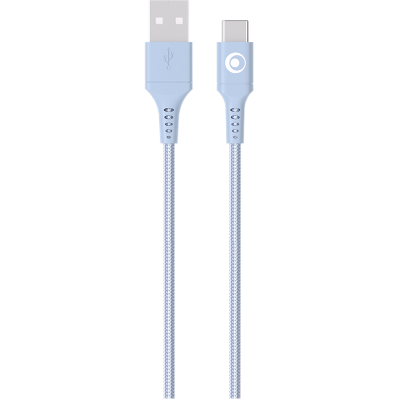 Image secondaire de Câble Tissé USB A / USB C 3A 1.2m FastCharge 15W Bleu Bigben