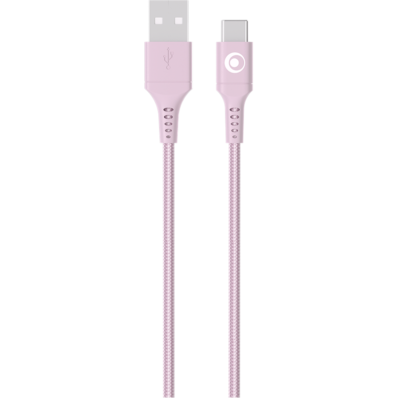 Image secondaire de Câble Tissé USB A / USB C 3A 1.2m FastCharge 15W Rose Bigben