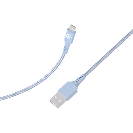 Câble Tissé USB A / Lightning 2.4A 1.2m FastCharge 12W Bleu Bigben