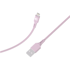 Câble Tissé USB A / Lightning 2.4A 1.2m FastCharge 12W Rose Bigben