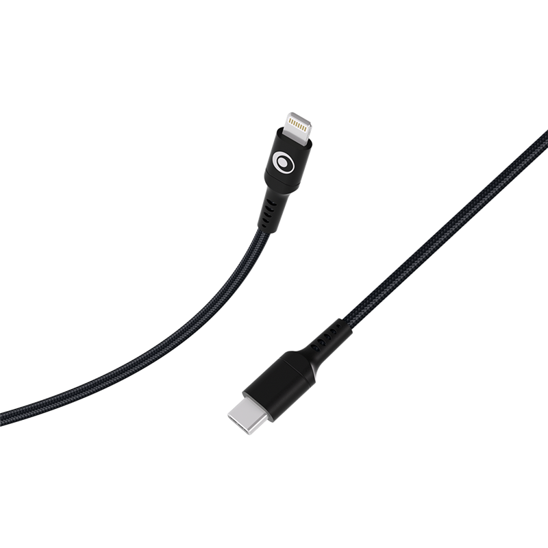 Câble Tissé USB C / Lightning 3A 1.2m PD 60W Noir Bigben