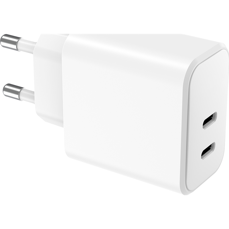 Chargeur 2 USB C 40W (20+20W) Power Delivery Blanc WOW