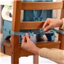 INGENUITY Rehausseur de chaise deluxe pliable Turquoise, nomade avec tablette et sangles inclus