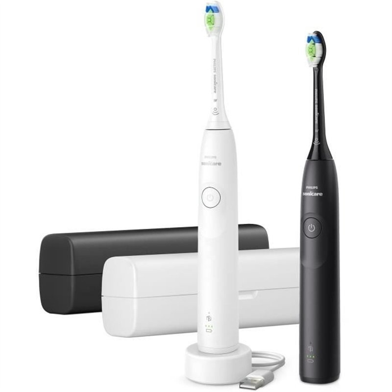 Image secondaire de Brosse a dents - PHILIPS - HX7109/01 - Sonicare - Double manche Serie 5300 - Blanc & Noir - Eléctrique