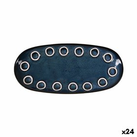 Plat à Gratin La Mediterránea Almudena Bleu Oblongue 25 x 12 x 2,2 cm (24 Unités)
