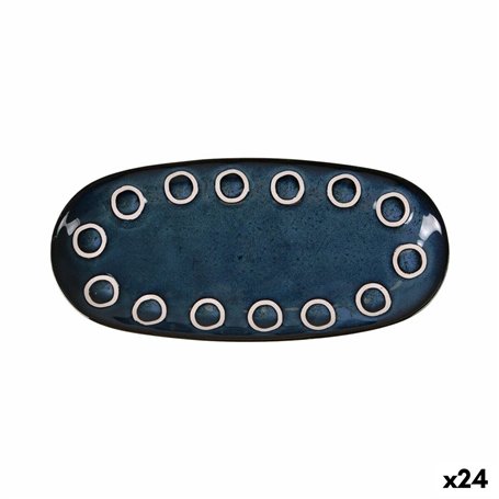 Plat à Gratin La Mediterránea Almudena Bleu Oblongue 25 x 12 x 2,2 cm (24 Unités)