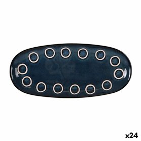 Plat à Gratin La Mediterránea Almudena Bleu Oblongue 29 x 13,5 x 2,4 cm (24 Unités)
