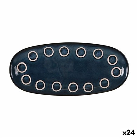 Plat à Gratin La Mediterránea Almudena Bleu Oblongue 29 x 13,5 x 2,4 cm (24 Unités)
