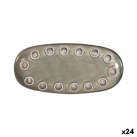 Plat à Gratin La Mediterránea Almudena Gris Oblongue 25 x 12 x 2,2 cm (24 Unités)
