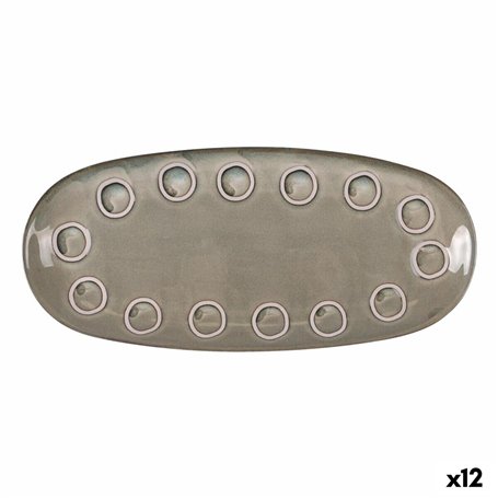 Plat à Gratin La Mediterránea Almudena Gris Oblongue 33 x 14,8 x 2,7 cm (12 Unités)