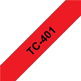 Brother TC-401 | cassette à ruban originale pour étiqueteuse | Noir sur Rouge | 12 mm