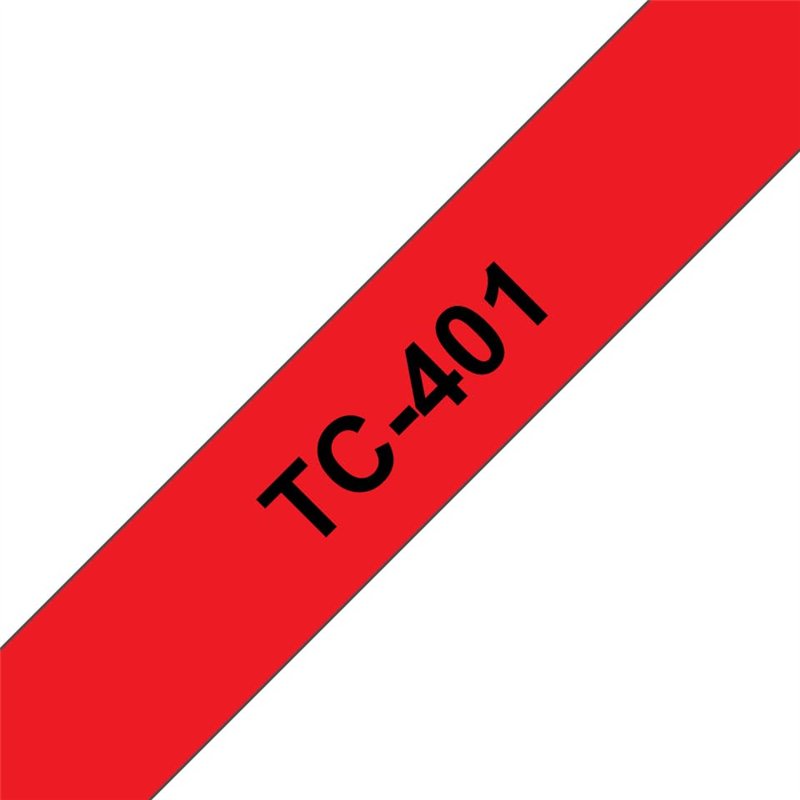 Brother TC-401 | cassette à ruban originale pour étiqueteuse | Noir sur Rouge | 12 mm