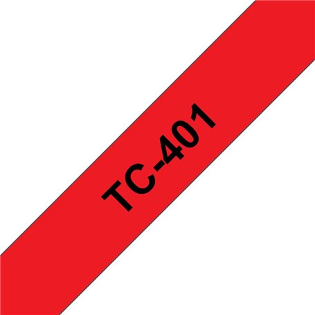Brother TC-401 | cassette à ruban originale pour étiqueteuse | Noir sur Rouge | 12 mm